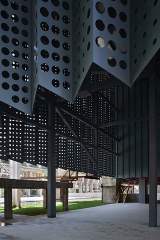 truss structure for perforated metal facade designed by WallaceLiu in Chongqing Industrial Museum