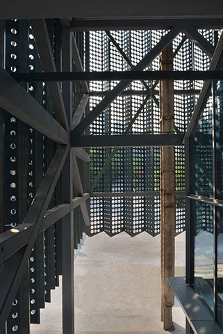truss structure for perforated metal facade designed by WallaceLiu in Chongqing Industrial Museum