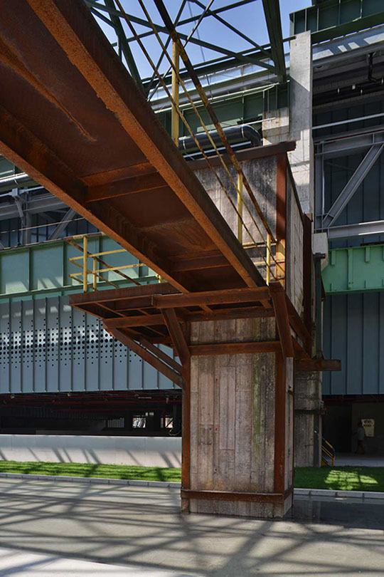perforated metal facade designed by WallaceLiu in Chongqing Industrial Museum test panels on site