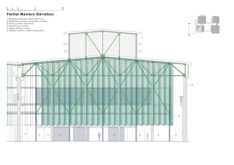 truss structure for perforated metal facade designed by WallaceLiu in Chongqing Industrial Museum